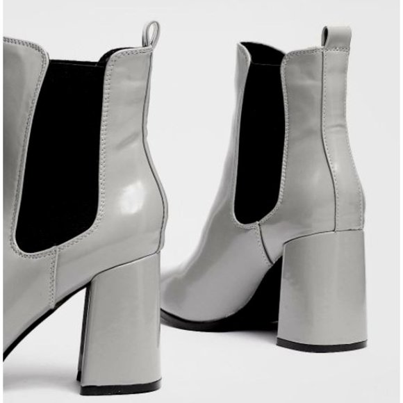 NASTY GAL | Gray Square Toe Heeled Chelsea Boots - Picture 8 of 8